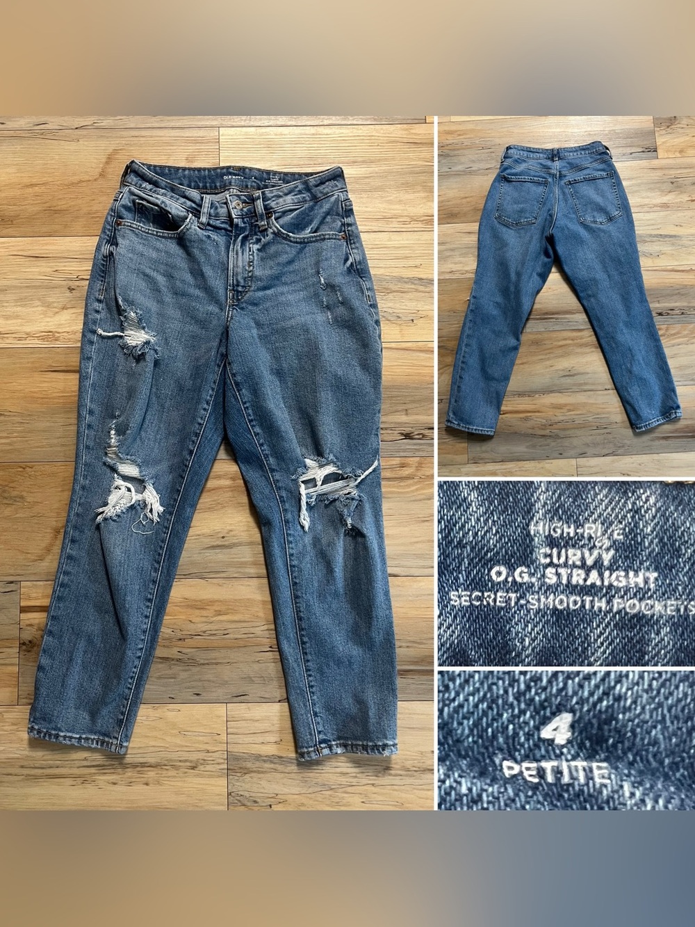 Size Petite 4 - High Rise - Old Navy - Curvy O.G. Straight - Light Blue / Dahlia
